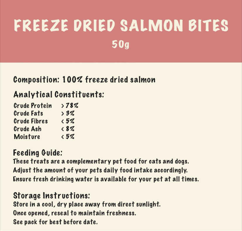 Freeze dried salmon bites 50g