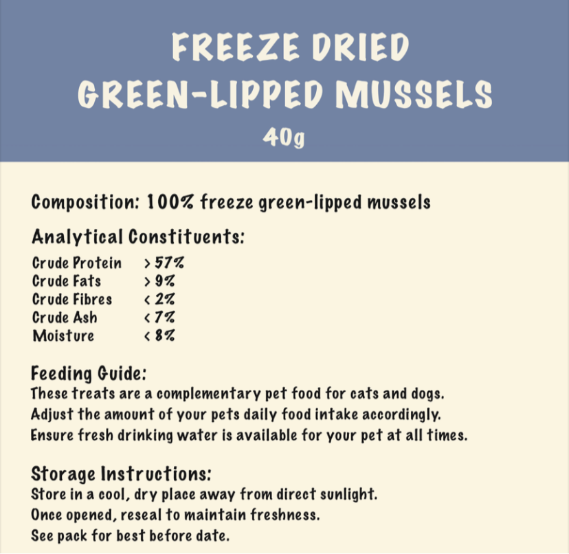 Freeze dried green-lipped mussels 40g